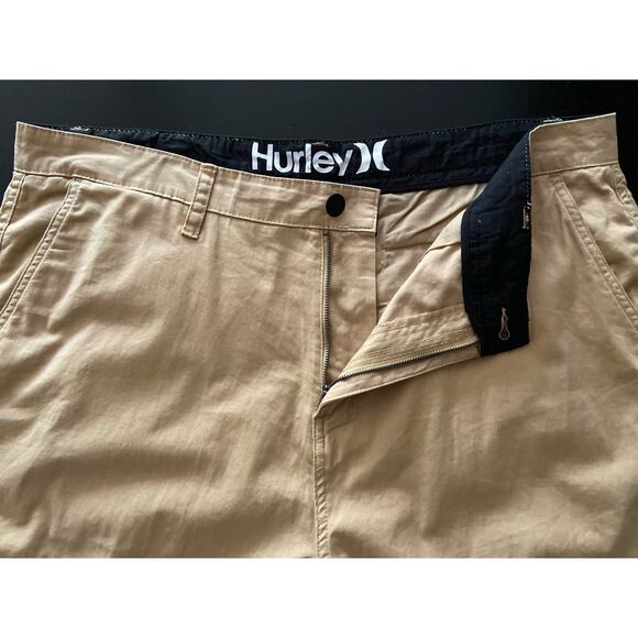 HURLEY Tan Lightweight Cotton Flat Front Shorts sz 38 - Picture 4 of 13